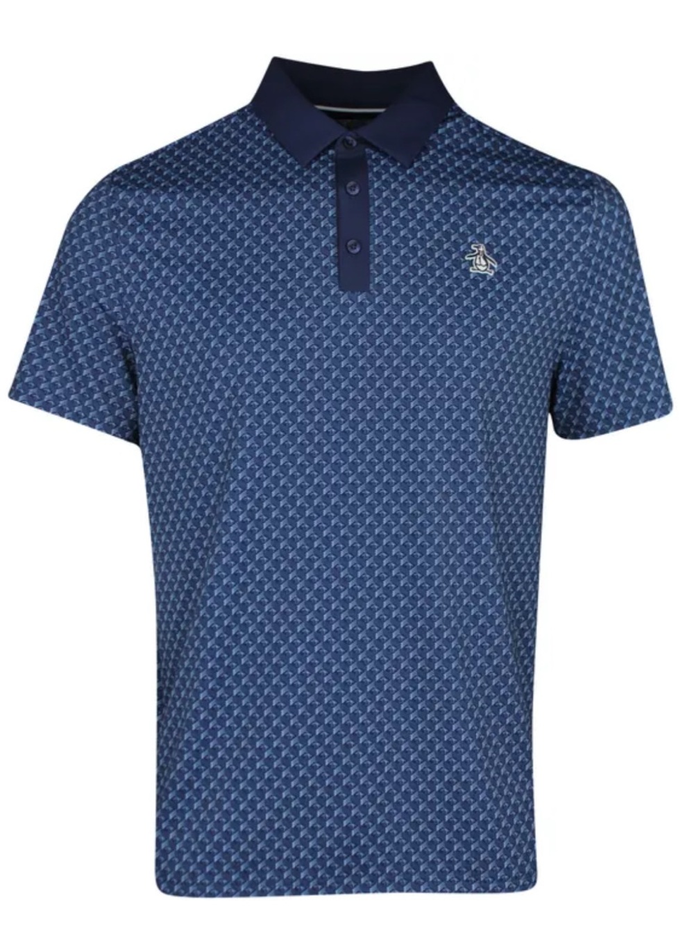 Original Penguin Men's Blue Geometric Golf Polo Shirt Embroidered. Size 4XL